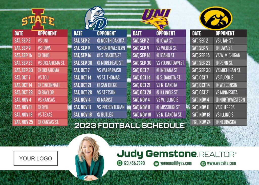 5×7 with Iowa Universities 2023 Football Schedules Concordia