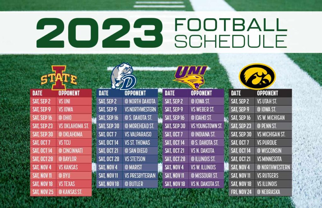 Iowa Universities 2023 Football Schedules – Concordia Group Delivers